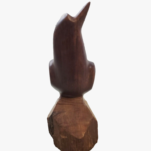 Vintage Hand Carved Wood Bird Sitting Sculpture Figurine Adults Brown Home Decor - Picture 2 of 7